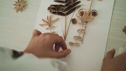 Artist hand making flower paper craft gift Stock Footage