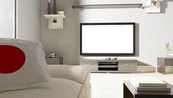 Couch and TV With Flag of Japan Stock Footage