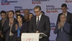 CLEAN : Serbia's president delivers victory speech after landslide election win News Clip