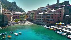 Cinque Terre by Drone: Liguria's Coastal Gem Revealed Stock Footage