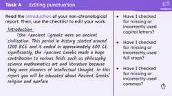Editing the first half of a non-chronological report about Ancient Greeks Instructional Video