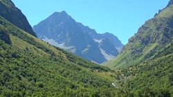 View lake scenes in mountains, national park Dombai, Caucasus, Russia, Europe Stock Footage