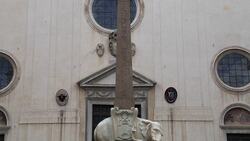 Italy, Rome, Piazza della Minerva Obelisk (Apries) from Egypt Sais Stock Footage