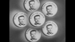 1960s: Man at podium concludes speech Stock Footage