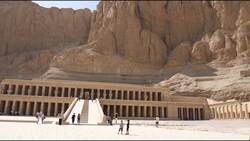 Egypt, Luxor - Mortuary Temple of Hatshepsut - Lower Terrace Stock Footage
