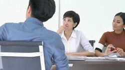 Business people meeting team together. Businessman and businesswoman sharing ideas together. concept of productivity development, analysis planning and creativity. Stock Footage