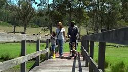 Family visited an organic farm Stock Footage