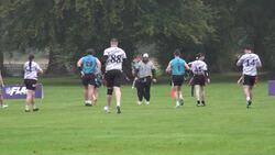 Players take part in an exhibition American Touch football match ahead Irish NFL reception News Clip