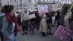 CLEAN : Protest in Budapest against the tightening of abortion rules News Clip
