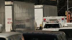 USA - Covid Pandemic, refrigerated trucks for Covid dead in New York News Clip