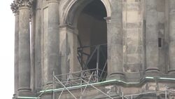 CLEAN : Berlin cathedral bells ring for 7 minutes for Ukraine News Clip