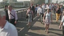 PAN Commuters going to work Stock Footage