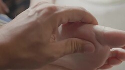 Senior Asian woman got Pain in feet finger joints , Gout Stock Footage