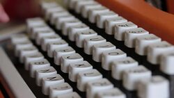 Close up footage of an old typewriter and a person using it Stock Footage