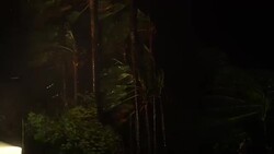 Hurricane Hits At Night Violent Wind And Sheets Of Rain Stock Footage