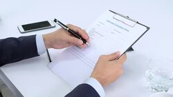 Business manager finish evaluate interview and handshake with applicant.got a job. Stock Footage