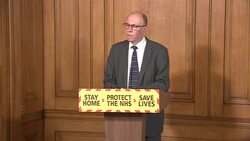Steve Powis answers question at daily coronavirus press briefing in Downing Street News Clip