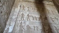 Interior of Dendera temple or Temple of Hathor. Egypt. Dendera, Denderah, is a small town in Egypt. Dendera Temple complex, one of the best-preserved temple sites from ancient Upper Egypt. Stock Footage