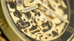 Golden Watch Mechanism Working Stock Footage