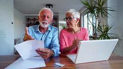Senior business persons doing job interview Stock Footage