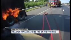 Fire officials: 1 person medevacked to hospital following tractor-trailer fire on NJ Turnpike Instructional Video