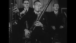 United States, c.1951: A solo is played on the bassoon during a concert performance Stock Footage