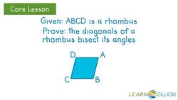 Using Congruent Triangle Criteria to Prove Diagonal Bisecting in a Rhombus Instructional Video
