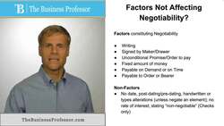 Negotiable Instrument - Factors Affecting Negotiability Instructional Video