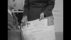 Mamie Eisenhower launches muscular dystrophy fundraising drive; the Eisenhowers receive a collection of Bibles in 78 languages News Clip