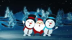 Dancing Santa Claus and snowman with Merry Christmas text at the end. Stock Footage