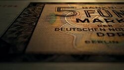 5 East German Marks 1964 Front Micro Displacement Close Up Macro Stock Footage
