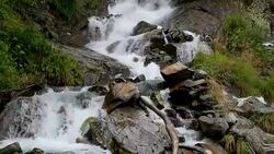View waterfall scenes in mountains, national park Dombai, Caucasus, Russia Stock Footage