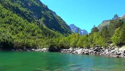 View lake scenes in mountains, national park Dombai, Caucasus, Russia, Europe Stock Footage