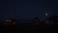 Moon shining above Ny Alesund, Svalbard News Clip