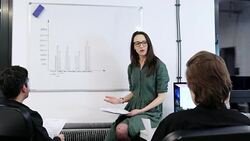 Woman presenting data in chart Stock Footage