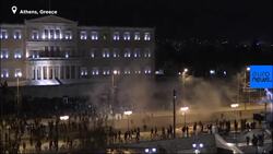 Greek police fire tear gas at crowds protesting FYR Macedonia name change News Clip