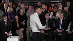 Rishi Sunak gives a speech to voters at a PM Connect event in Accrington News Clip