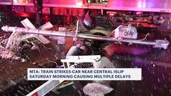MTA: Train strikes car near Central Islip; driver arrested for DWI News Clip