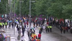 Spanish and Italian fans on Wembley Way during Euro 2020 News Clip