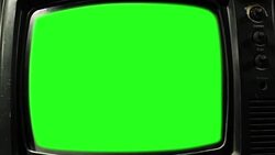 Vintage Tv Green Screen. Aesthetics Of The 80S. Zoom Out. Stock Footage