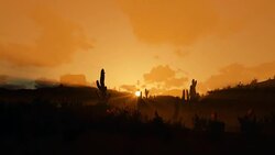 Saguaro Cactus in Desert against beautiful morning Sunrise, camera panning, 4K Stock Footage