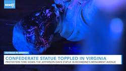 Demonstrators Topple Confederate Statue In Richmond, VA News Clip