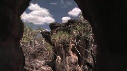 Kimberley Plateau seen through a rock window, Western Australia Stock Footage
