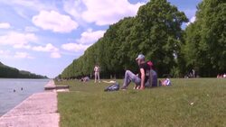 CLEAN : Heat wave: Tourists and local residents enjoy the sun in the Park of Versailles News Clip