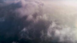 Aerial View Of The Island In Fog Stock Footage