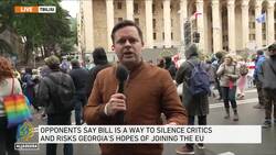 Georgians are protesting outside parliament against reading of 'foreign influence' bill News Clip