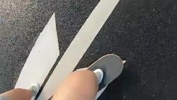 Skateboarding  POV - People skating on a highway road. Stock Footage