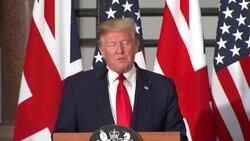 US President Donald Trump and Prime Minister Theresa May answer questions at joint press conference in the Foreign and Commonwealth Office News Clip