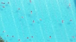 UK Heatwave - Aerials People trying to stay cool in London News Clip