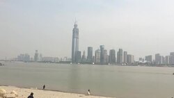 Yangtze river in Wuhan city Stock Footage